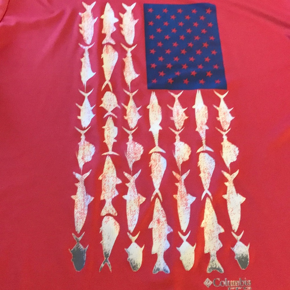 Columbia Short Sleeve Tee - Pink with Blue and White Graphic - Picture 3 of 4